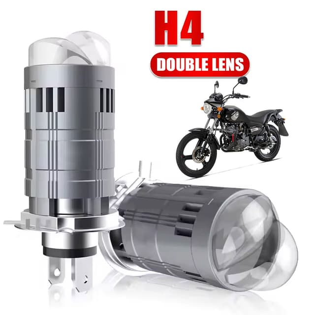 Ampoule LED H4 Pour Phare Universel Moto Technologie Double Lentille - مصباح ليد للمكابح والمصابيح الأمامية بعدسة مزدوجة مطورة
