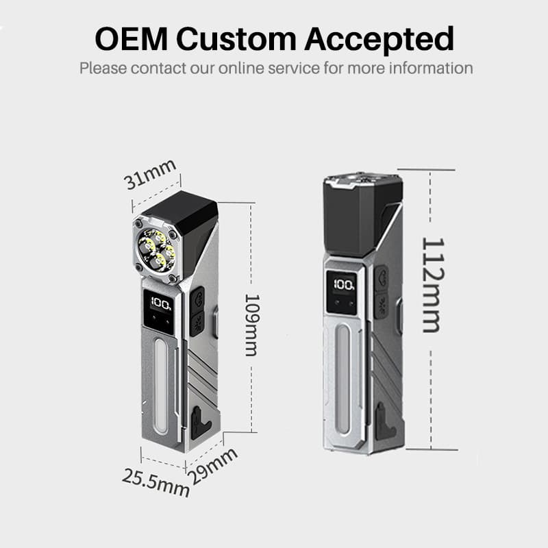Lampe de Travail LED Multifonction T130 Éclairage Latéral RGB et Écran LCD - مصباح العمل الذكي متعدد الوظائف بمغناطيس