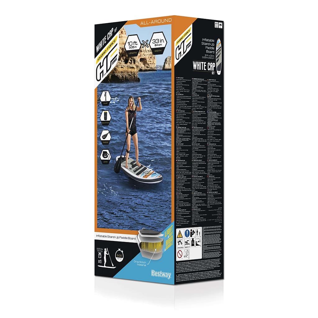Hydro-Force White Cap Paddle gonflable Avec Pompe À Main Et Sac À Dos Bestway-65342