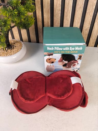 Kit de Voyage Confort 2en1 Oreiller Cervical en Mousse à Mémoire de Forme et Masque de Nuit Peluche - طقم السفر المريح وسادة رقبة ميموري فوم مع قناع نوم